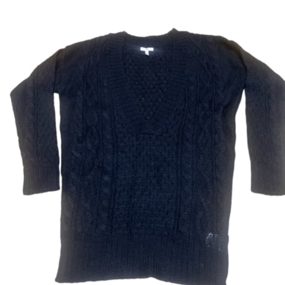 Joie Caitlin NWT Black Deep V-Neck Knit Tunic Sweater S